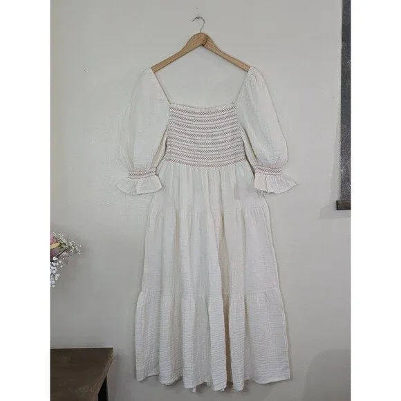 Nothing Fits But Yumi Dress Womens Size Medium Cream Puff Sleeve Mommy & Me - Picture 3 of 15